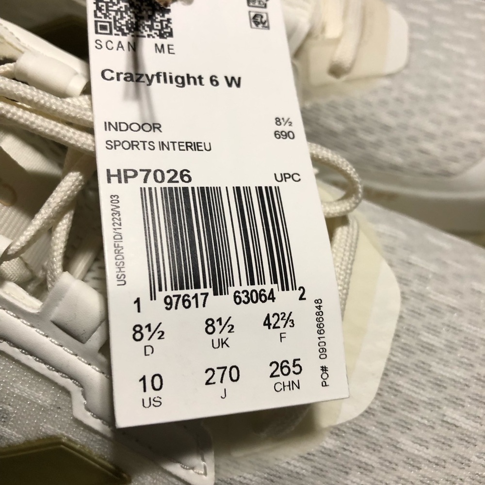 Adidas Crazyflight 6 Women Indoor Volleyball White Gold Shoes HP7026, Size 10 - Picture 5 of 6